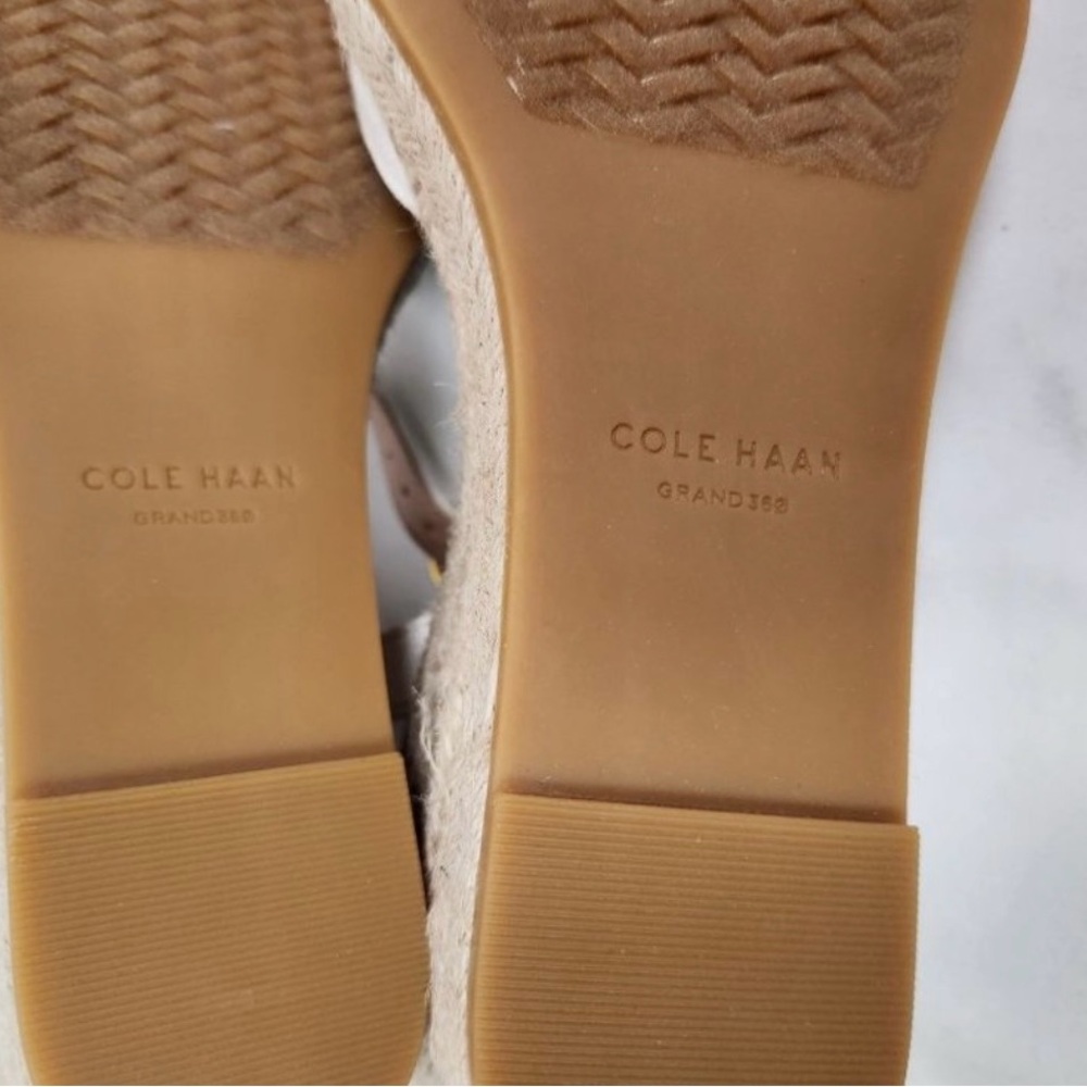 New Womens Cole Haan Cloudfeel Espadrille Wedge II White Linen Heels Size 7.5 B - Picture 8 of 12
